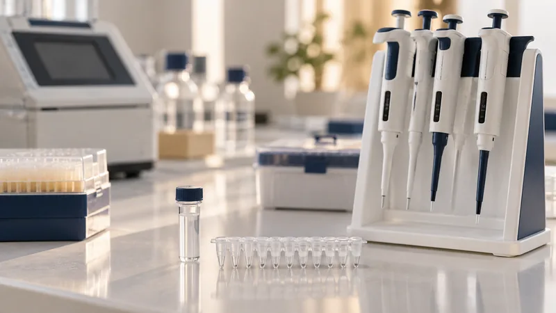 HPV DNA testi için örnek tüpleri ve laboratuvar pipetleri